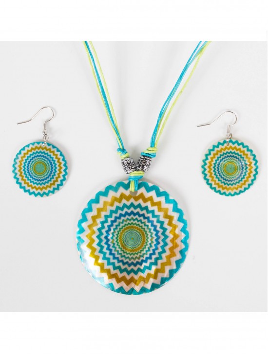 Fashion Circular Chevron Necklace and Earrings Set